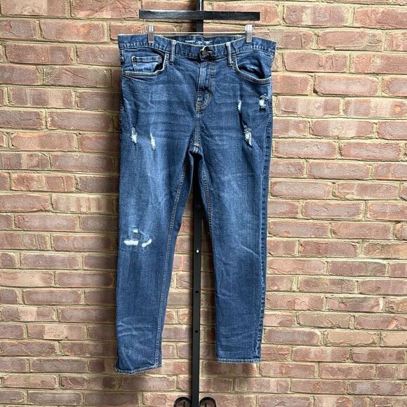 Old Navy Relaxed Slim Taper Distressed Jeans Size 38x32 - Picture 2 of 5